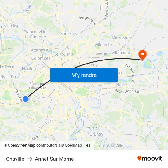 Chaville to Annet-Sur-Marne map