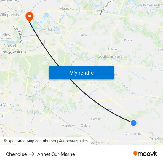 Chenoise to Annet-Sur-Marne map