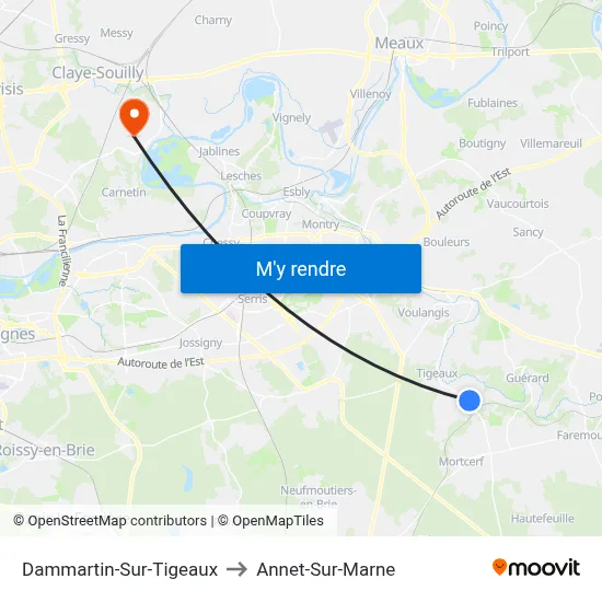 Dammartin-Sur-Tigeaux to Annet-Sur-Marne map