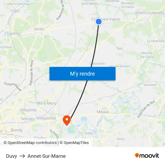 Duvy to Annet-Sur-Marne map