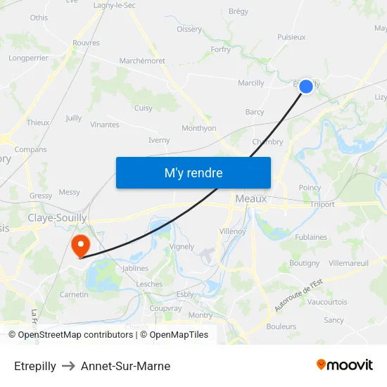 Etrepilly to Annet-Sur-Marne map