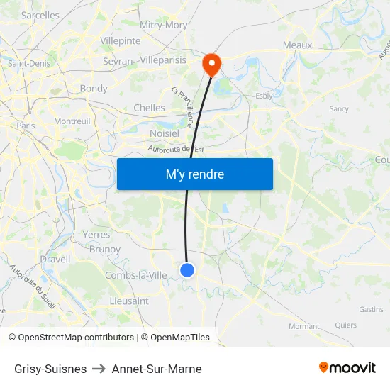 Grisy-Suisnes to Annet-Sur-Marne map