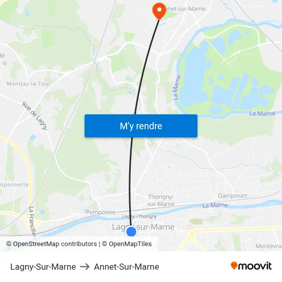 Lagny-Sur-Marne to Annet-Sur-Marne map