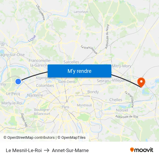 Le Mesnil-Le-Roi to Annet-Sur-Marne map
