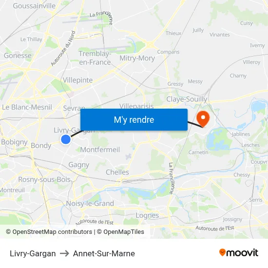 Livry-Gargan to Annet-Sur-Marne map