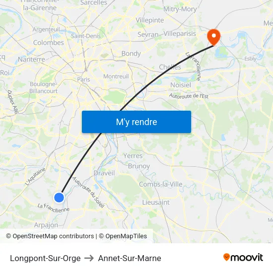 Longpont-Sur-Orge to Annet-Sur-Marne map