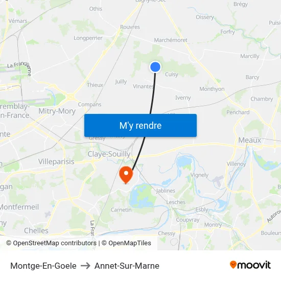 Montge-En-Goele to Annet-Sur-Marne map