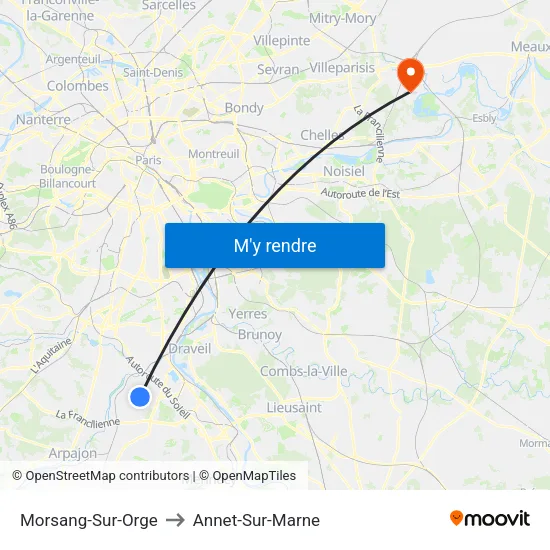Morsang-Sur-Orge to Annet-Sur-Marne map