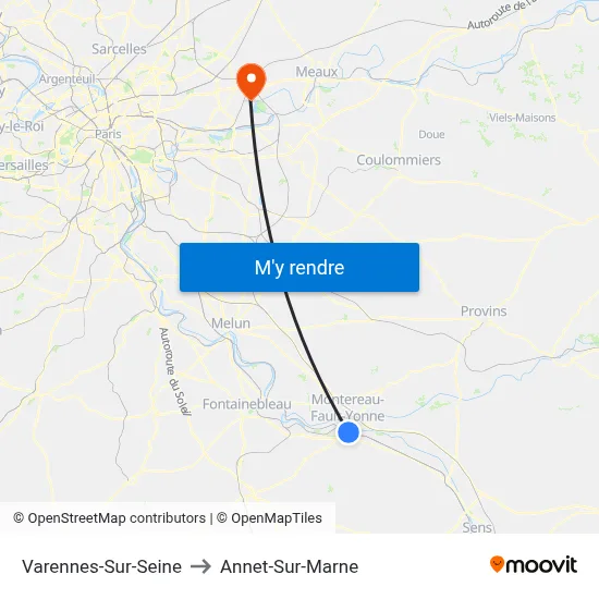 Varennes-Sur-Seine to Annet-Sur-Marne map