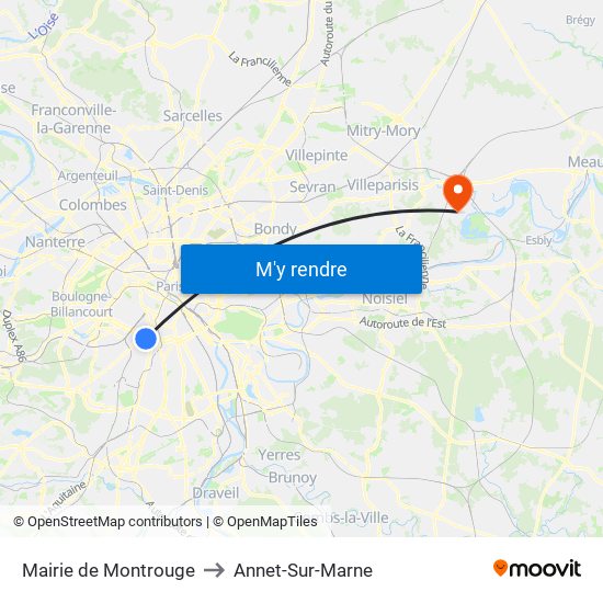 Mairie de Montrouge to Annet-Sur-Marne map