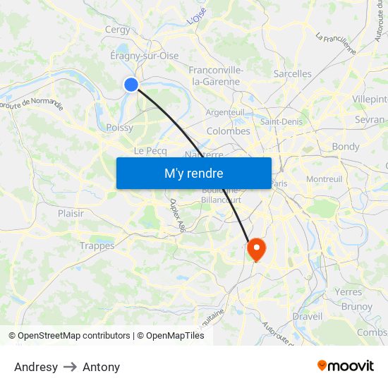 Andresy to Antony map