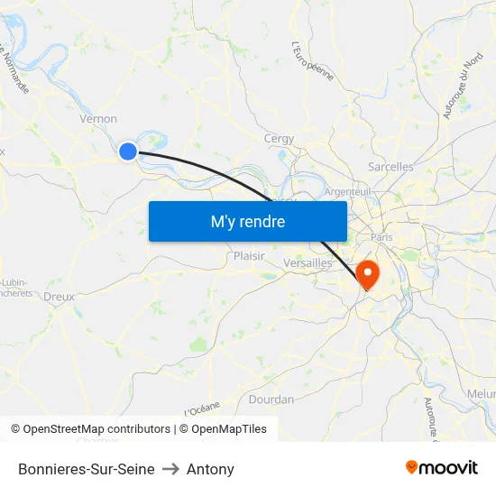 Bonnieres-Sur-Seine to Antony map