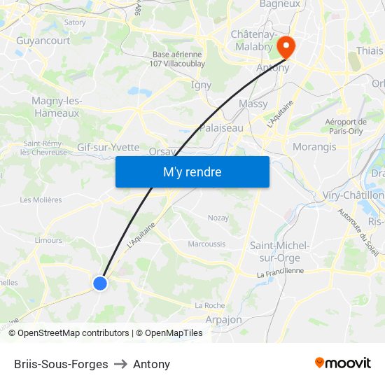 Briis-Sous-Forges to Antony map