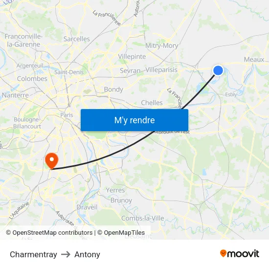 Charmentray to Antony map