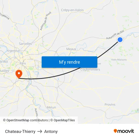 Chateau-Thierry to Antony map
