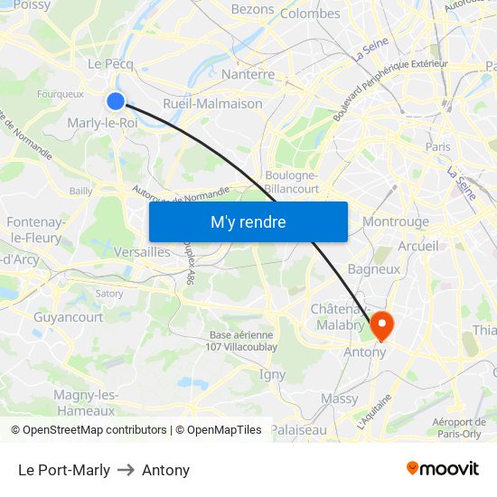 Le Port-Marly to Antony map