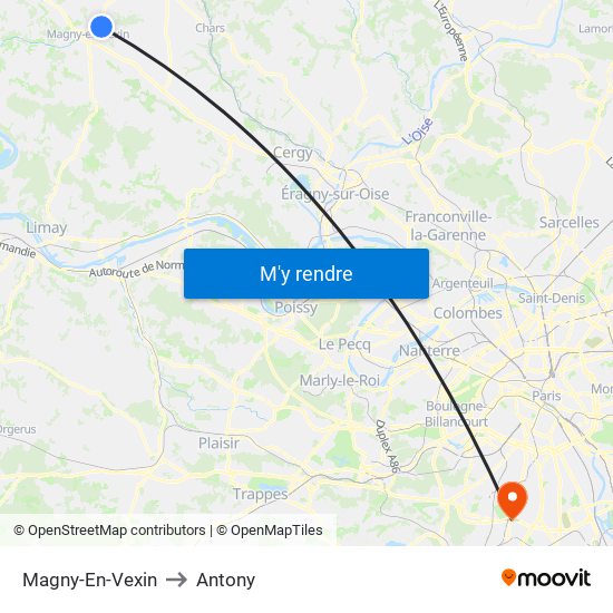 Magny-En-Vexin to Antony map