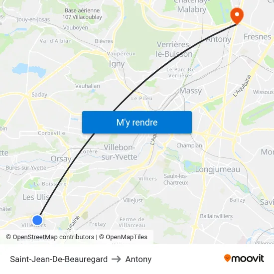 Saint-Jean-De-Beauregard to Antony map