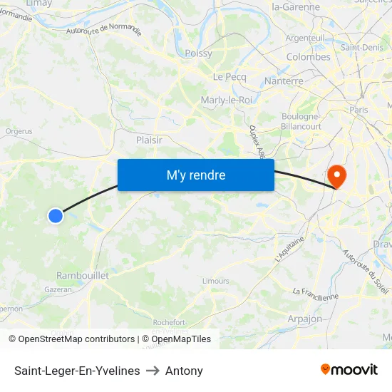 Saint-Leger-En-Yvelines to Antony map