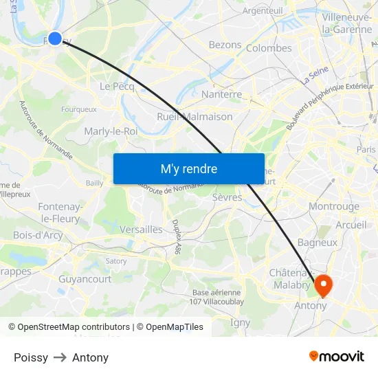 Poissy to Antony map