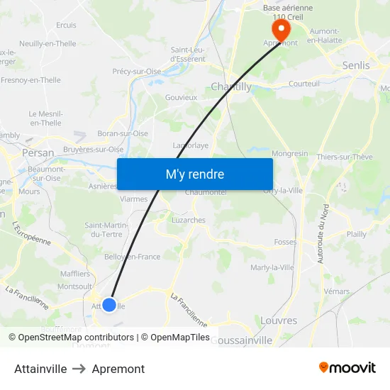 Attainville to Apremont map