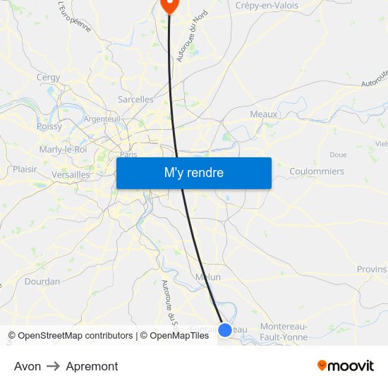 Avon to Apremont map