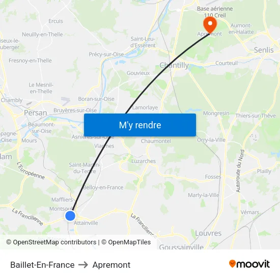 Baillet-En-France to Apremont map
