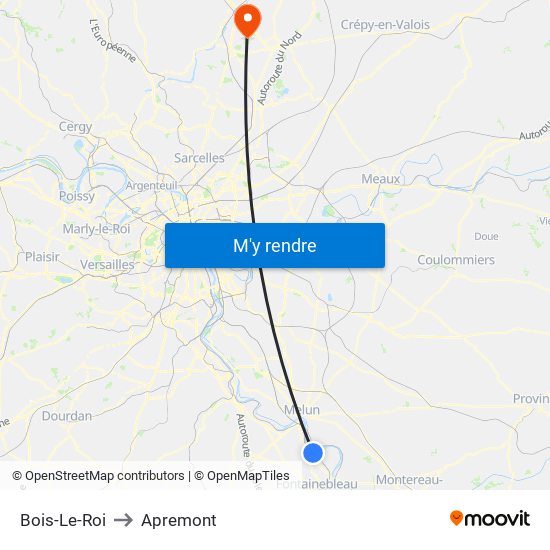 Bois-Le-Roi to Apremont map