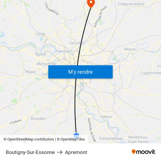 Boutigny-Sur-Essonne to Apremont map