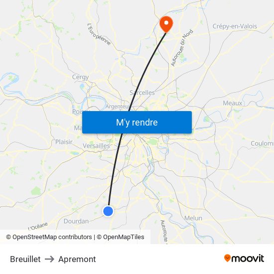 Breuillet to Apremont map