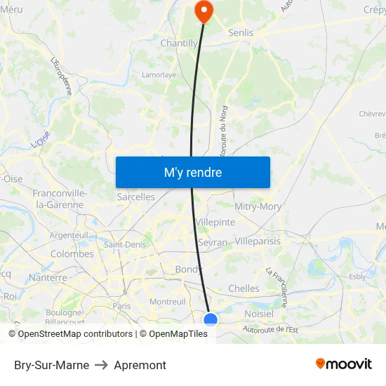 Bry-Sur-Marne to Apremont map