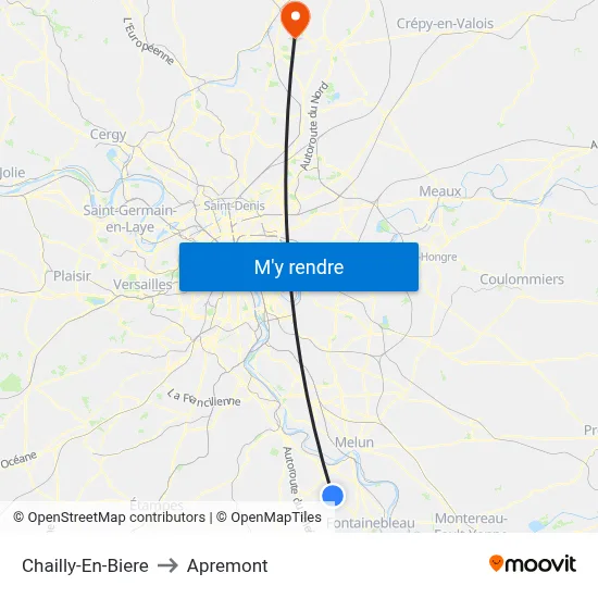 Chailly-En-Biere to Apremont map