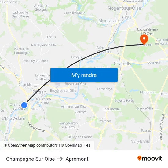 Champagne-Sur-Oise to Apremont map