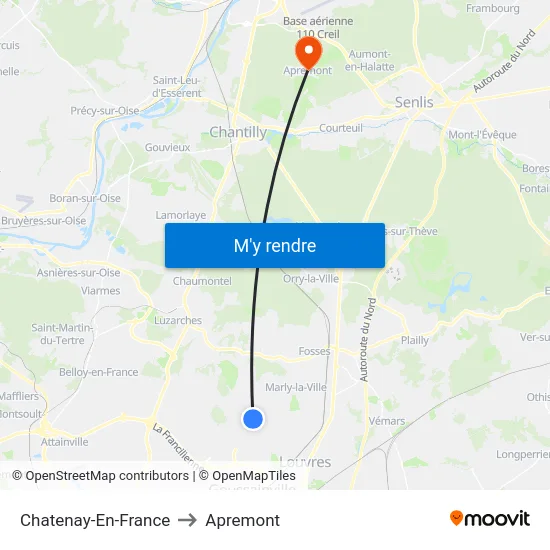 Chatenay-En-France to Apremont map