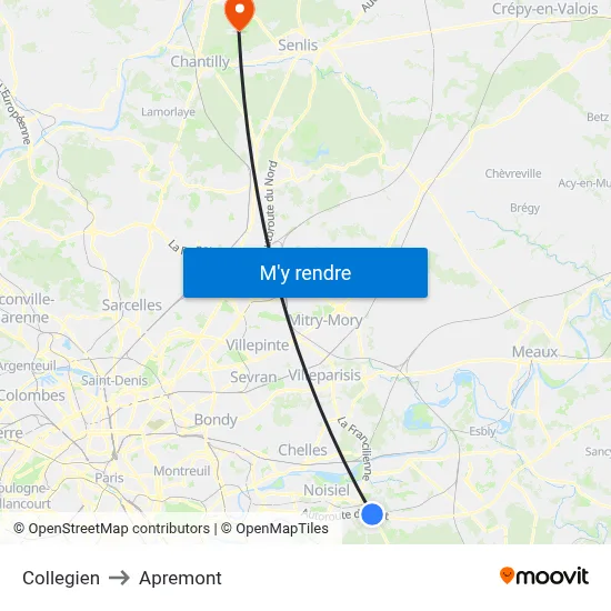 Collegien to Apremont map