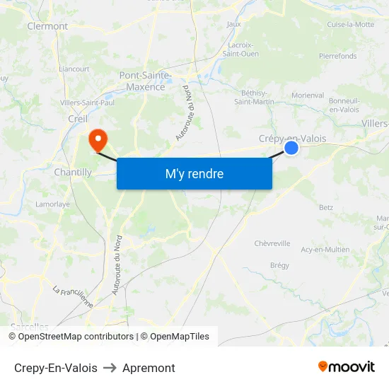 Crepy-En-Valois to Apremont map