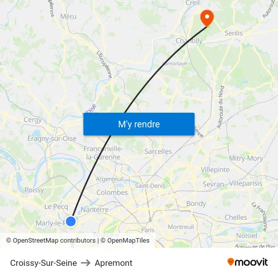 Croissy-Sur-Seine to Apremont map