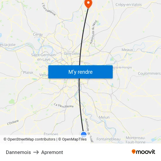 Dannemois to Apremont map