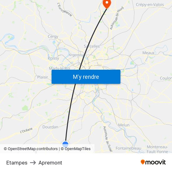 Etampes to Apremont map