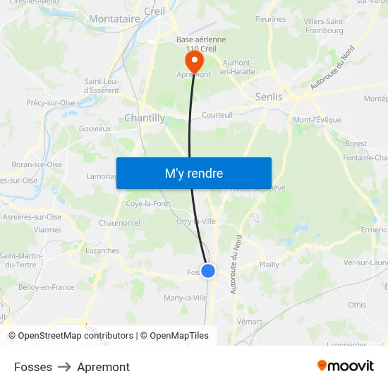 Fosses to Apremont map