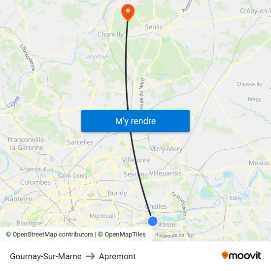 Gournay-Sur-Marne to Apremont map
