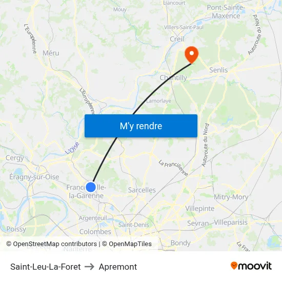 Saint-Leu-La-Foret to Apremont map
