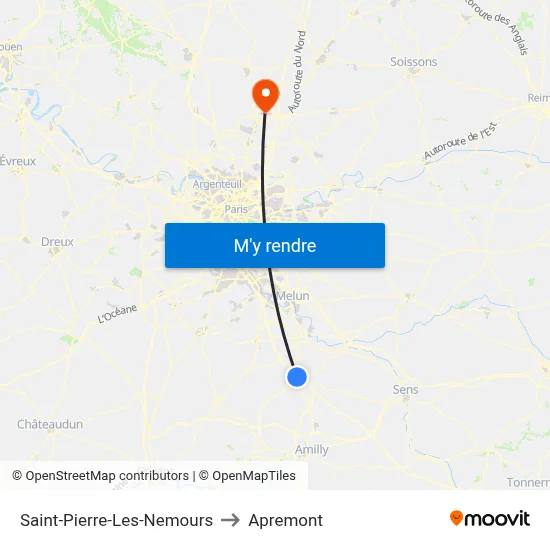 Saint-Pierre-Les-Nemours to Apremont map