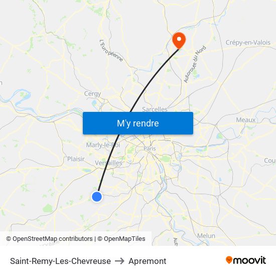 Saint-Remy-Les-Chevreuse to Apremont map