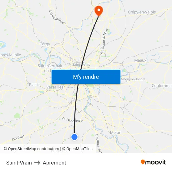 Saint-Vrain to Apremont map