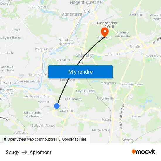 Seugy to Apremont map