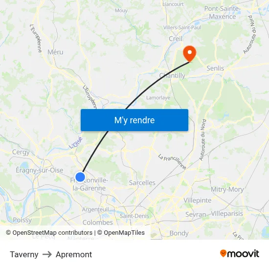 Taverny to Apremont map