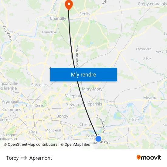 Torcy to Apremont map