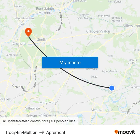 Trocy-En-Multien to Apremont map