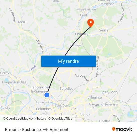 Ermont - Eaubonne to Apremont map